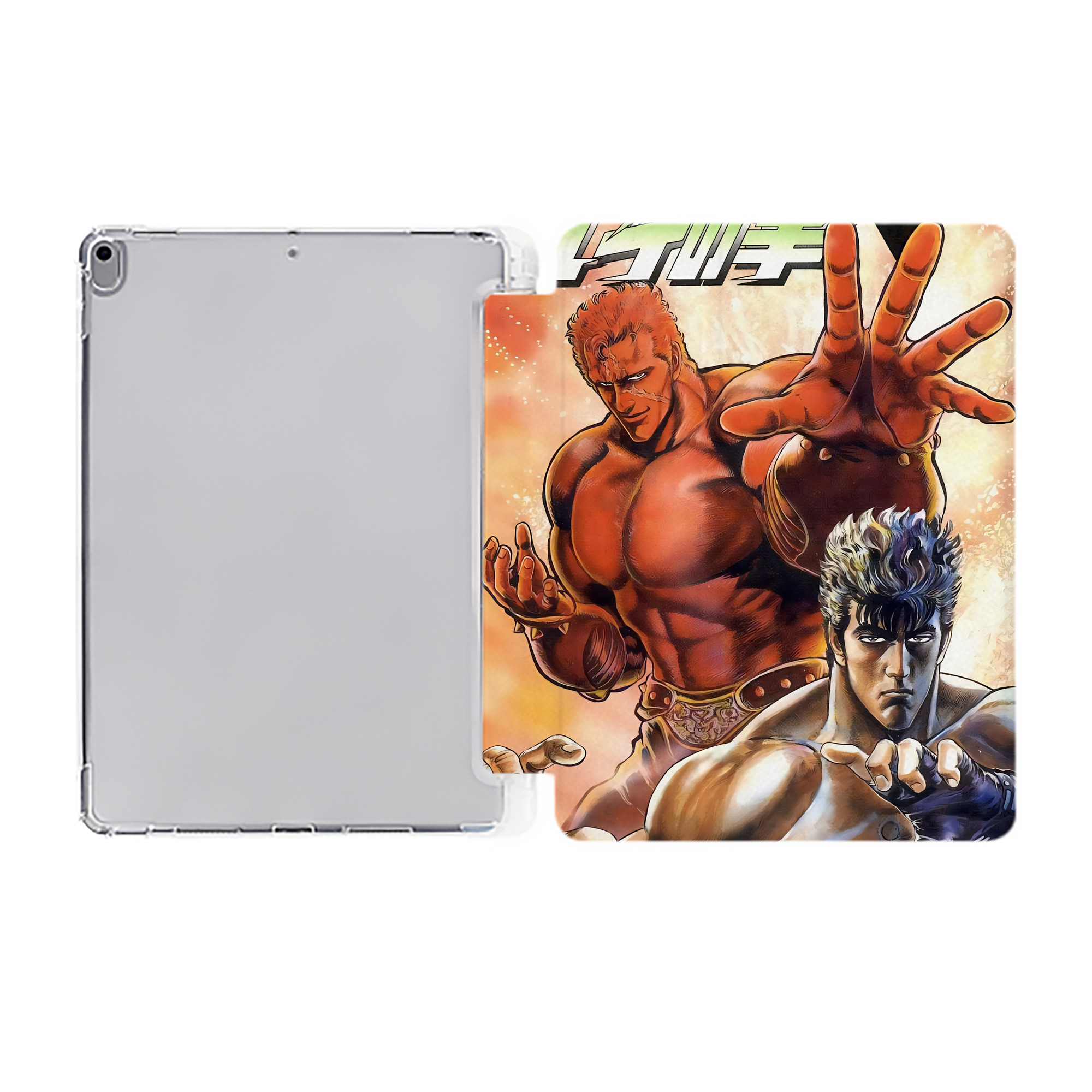 （画像用） 北斗の拳 Fist of the North Star IPad ケース ペン収納付き 三つ折りスタンド PUレザー×シリコン 対応機種9.5/10.5/10.9インチ